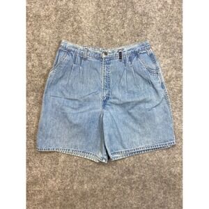 Authentic Rockies Womens Light Wash Denim Pleated Shorts Size 15 16